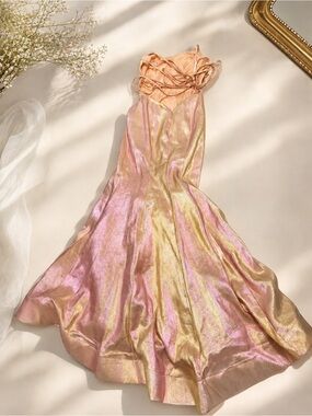 Camilla Iridescent Pink and Gold Slip Maxi Dress